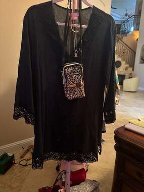 Isaac Mizrahi Women's Swimsuit Cover Up Black Size XXL Cotton